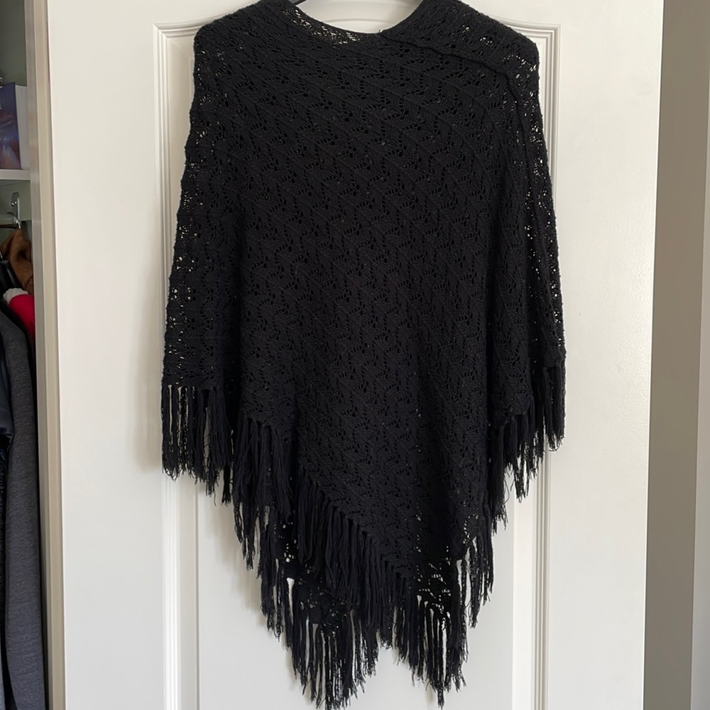French Connection Poncho with fringe